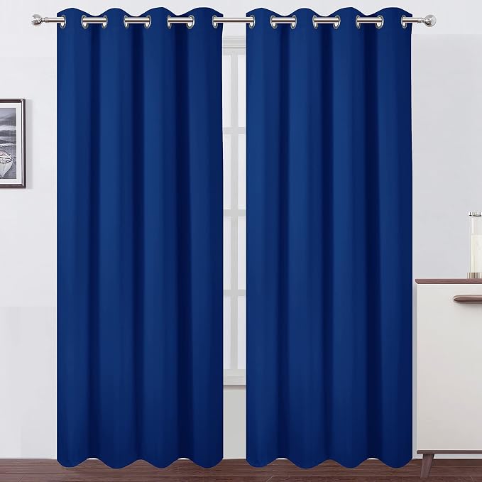 Blackout Curtains 52 x 84 inch/Royal Blue Curtains Set of 2 Panels/Thermal by Lemomo