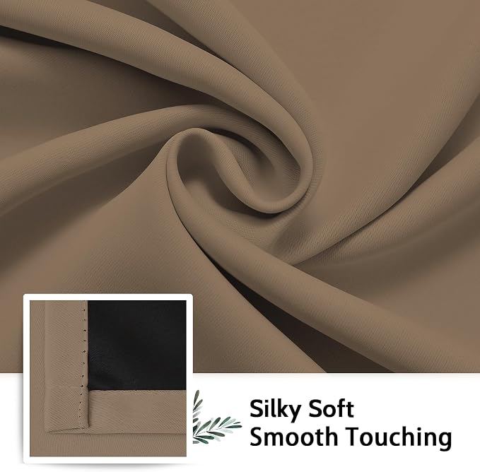 SimpleHome Khaki 100% Blackout Curtains Room Darkening Living Room 84 Inch | - Image 7