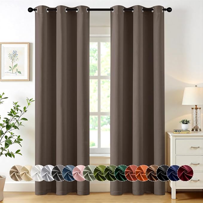 MIULEE Blackout Curtains for Bedroom 2 Panels 40 x 72 Inch Long Tan Brown | by MIULEE