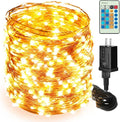 Moobibear LED String Lights, 164ft 500 LED Fairy Lights Plug in, Dimmable Outdoor Tree Lights, UL-Listed Warm White Copper String Lights Remote Control for Wedding Christmas Decor