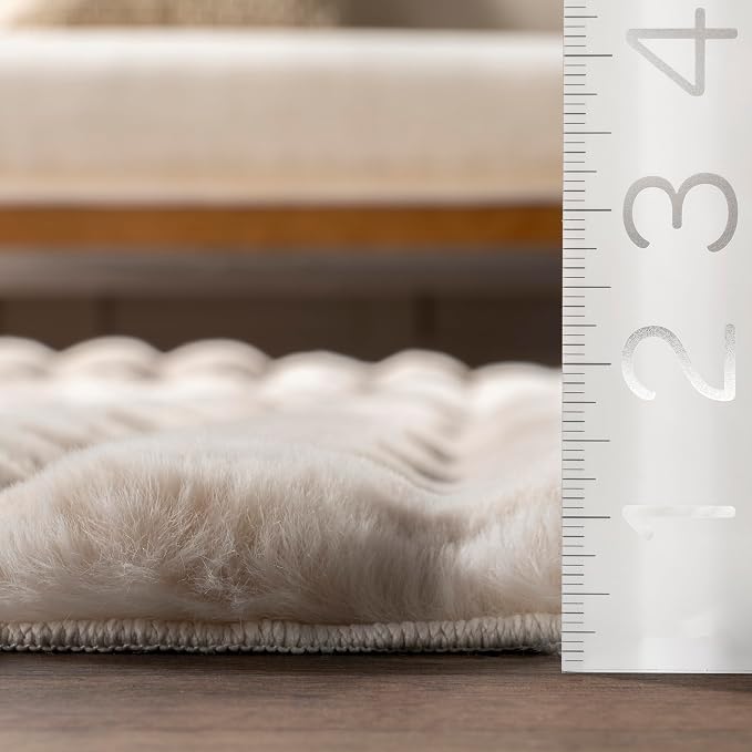nuLOOM Jeni Beige Checkered Washable Area Rug - Image 6