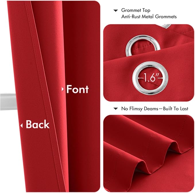 MIULEE Blackout Curtains for Bedroom 2 Panels 40x90 Inch Long Christmas Red | - Image 4