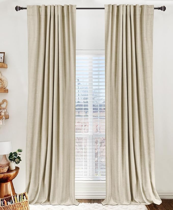 Faux Linen Total Blackout Curtains by 100BlackoutShield