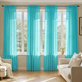 MIULEE Turquoise Sheer Curtains 96 Inches Long 4 Panels 42 x 96 Inches | Light by MIULEE