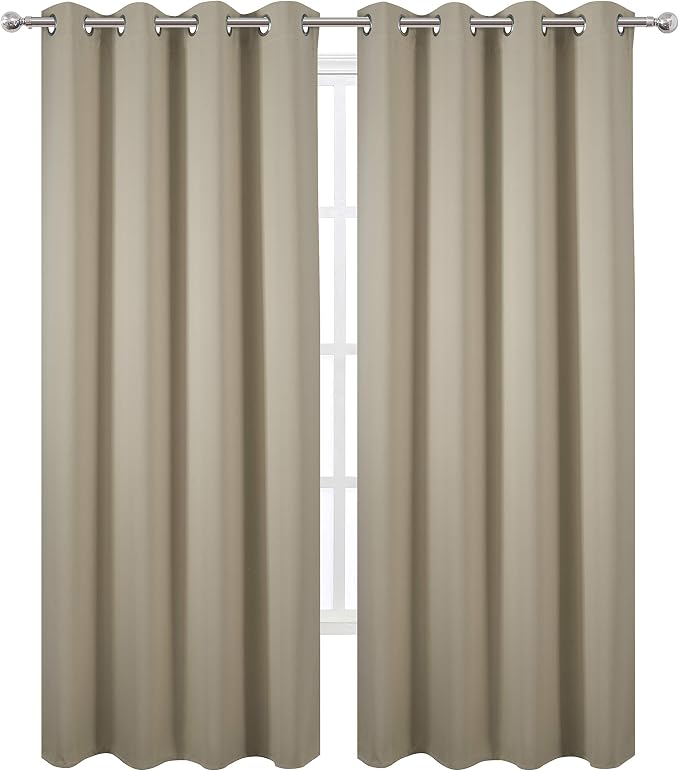 Blackout Curtains 66 x 84 inch/Beige Curtains Set of 2 Panels/Thermal Insulated - Image 2