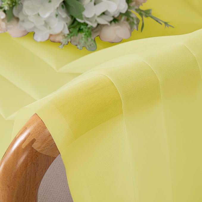 Lemon Kitchen Sheer Curtains for Bedroom Living Room 45 Inch Length, Soft Solid - Image 6