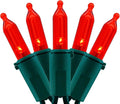YULETIME 200 Count Red LED Christmas Lights, 66 Feet Green Wire UL Certified Commercial Grade Holiday String Light Set (Red)