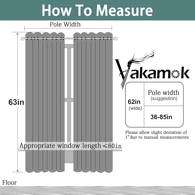 Yakamok Room Darkening Curtains 62x63 inch Length Aqua-Living Room | 2 panels - Image 7