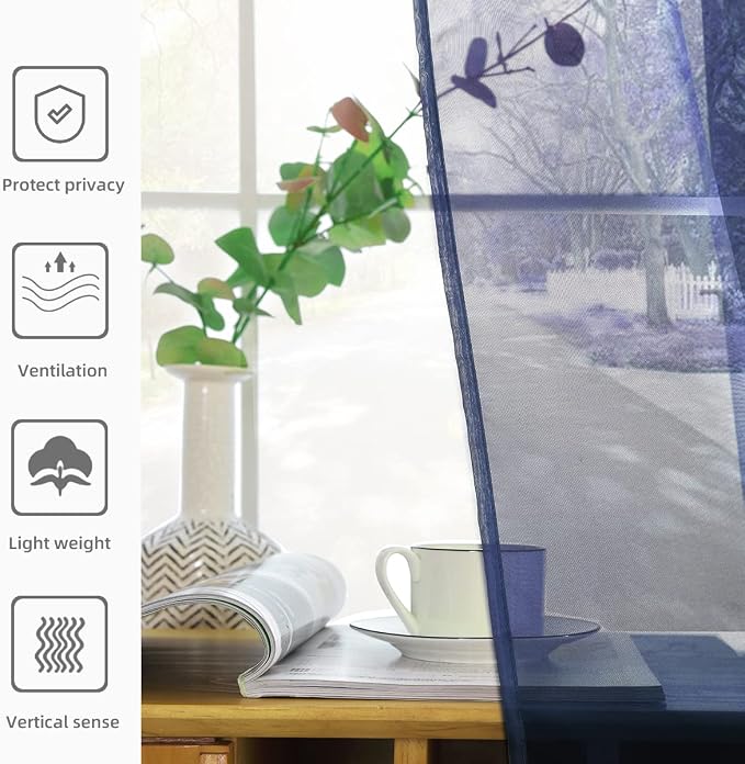 SpaceDresser Sheer Voile Window Treatment Rod Pocket Curtain Panels - Image 7