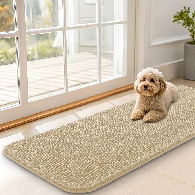 OLANLY Dog Door Mat for Muddy Paws 47x17, Super Absorbent Chenille Mud Mat | by OLANLY