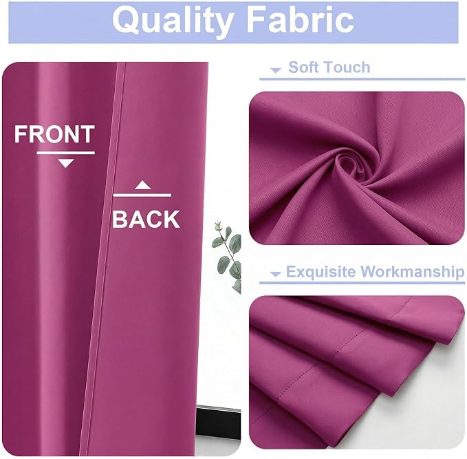 Simplebrand Ava Hot Pink Short Blackout Curtains - Image 3