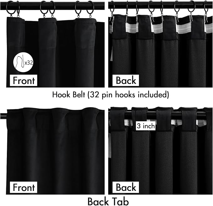 MIULEE Velvet Curtains 50W x 108L 2 Panels Black Blackout Curtains | Luxury - Image 3