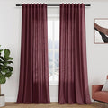 Burgundy Linen Curtains for Living Room 100 Inches Long Light Filtering Semi by Nanspring