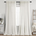 Beige White Linen Curtains 96 Inches Long by Nanspring