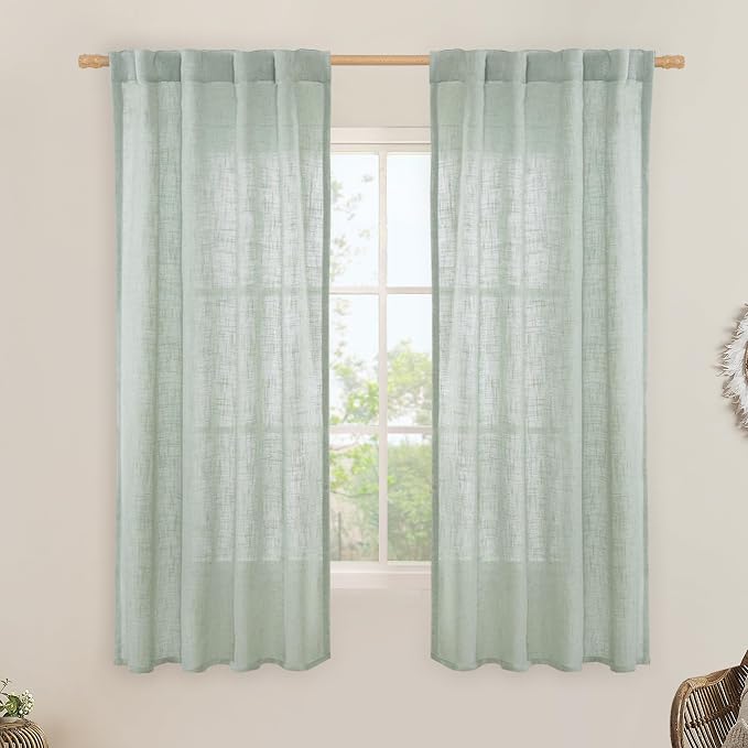 63 Inch Semi Sheer Linen Curtains by LAMIT