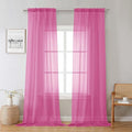 Hot Pink Sheer Curtains 96 Inches Long 2 Panels, Rod Pockets Solid Voile Living by Lecloud
