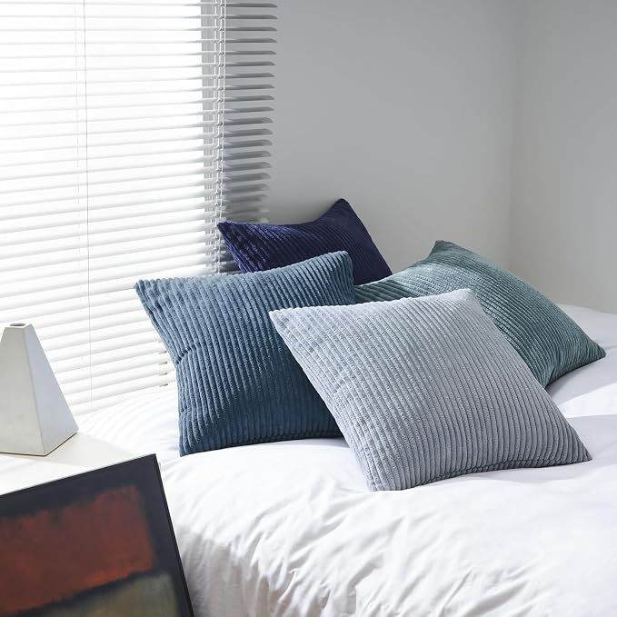 Topfinel Decorative Throw Pillow Covers Dusty Blue Navy Series 16x16 Inch Set - Image 3