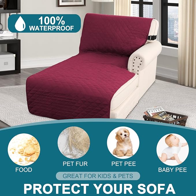 Turquoize 100% Waterproof Sofa Covers Chaise Lounge L Shape Sofa Protector Slip - Image 2