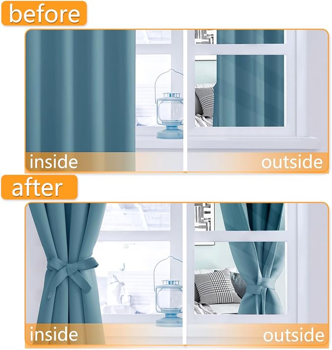 Blackout Curtains for Bedroom, Stone Blue, 52 x 54 Inch, 2 Panels | Thermal - Image 4