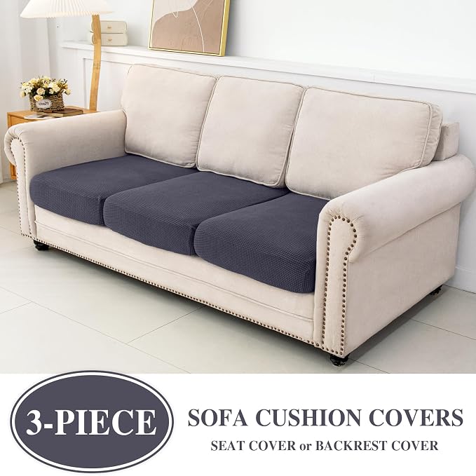 LA MEACK Couch Cushion Covers Seat Cushion Cover Stretch Couch Cover Separate - Image 2
