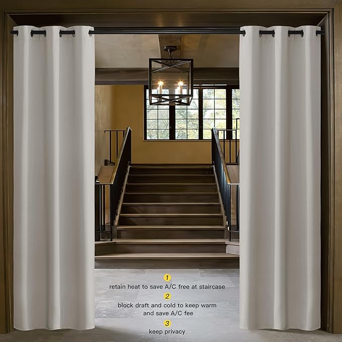 NICETOWN Natural Door Curtain for Doorway Privacy, 80 Inch Length, Room Divider Cover, Blackout Temporary Insulated Closet Panel for Bedroom (1 Panel, 2.8ft Wide)