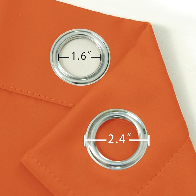 Blackout Curtains 66 x 54 Inch Long Orange Curtains Set of 2 Panels Room - Image 5