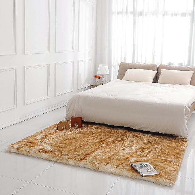 linmopm Faux Fur Rug Sheepskin Shag Fluffy Fuzzy 5x7 ft Rugs - Image 3