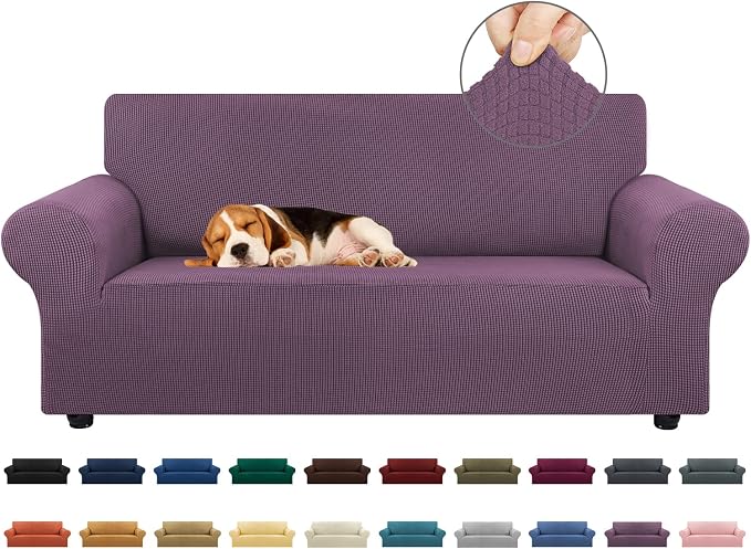 Stretch Loveseat Couch Cover, 2 Cushion Couch Slipcover, Dark Purple | 1-Piece by KEKUOU