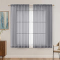 Charcoal Grey Sheer Curtains 63 Inches Long 2 Panels Set, Light Filtering Sheer by OVZME