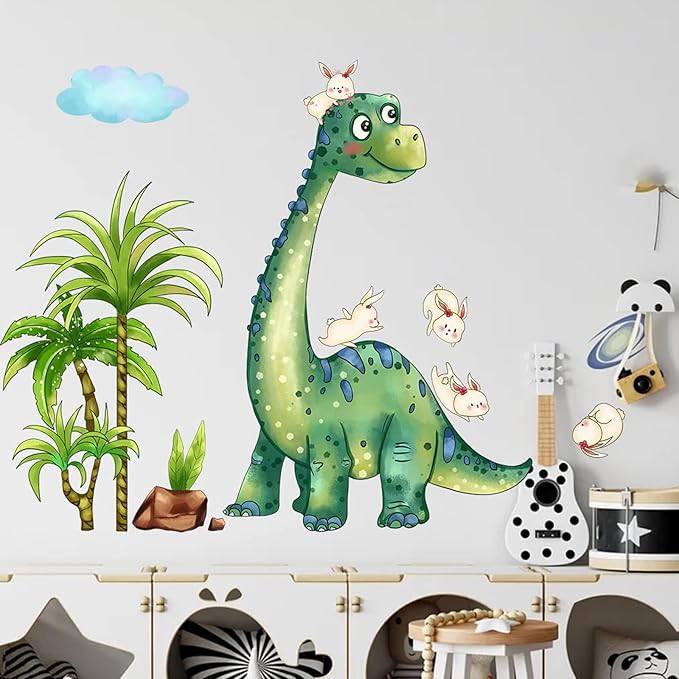Cartoon Dinosaur Wall Stickers Decals Kid Room Nursery Baby Bedroom Décor (Cute Dinosaur Rabbit)