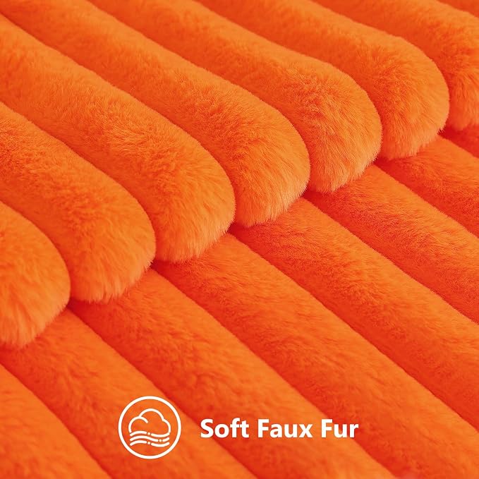 decorUhome Fall Faux Fur Throw Pillow Covers 24x24 Set of 2 Orange | Decorative - Image 2