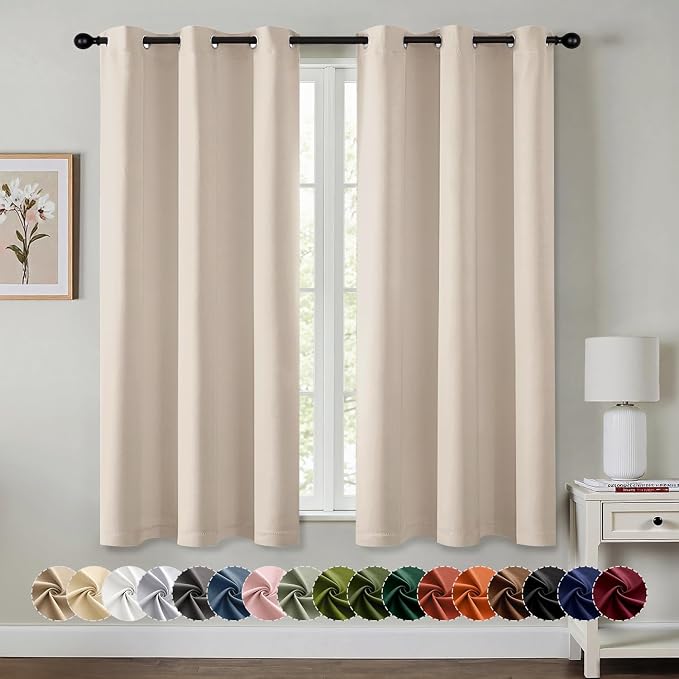 MIULEE Blackout Curtains for Bedroom 2 Panels 40 x 45 Inch Long Champagne | by MIULEE
