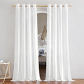 NICETOWN Thick Linen White Curtains 90 inch Length, Grommet Flax Linen Blend by NICETOWN