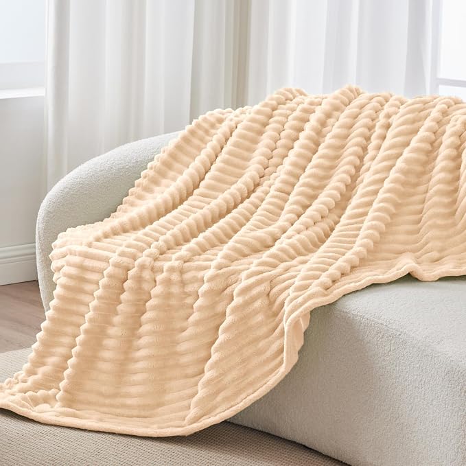 BEDELITE Ribbed Twin Blanket for Couch & Bed, Blush Sand, Warm Yet Lightweight - Image 8