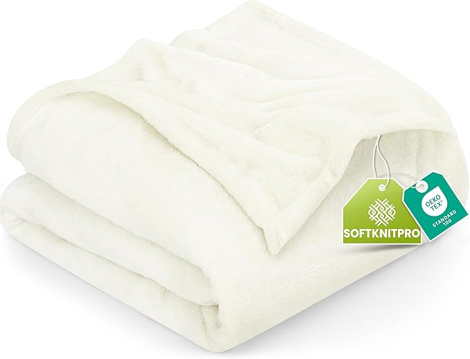 Utopia Bedding Ultra Soft Fleece Bed Blanket Twin Size Ivory | Microfiber Plush by UTOPIABEDDING