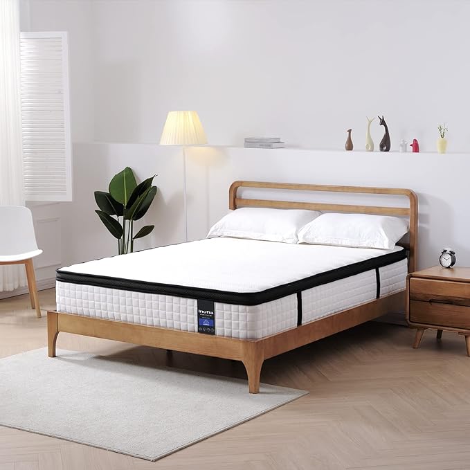 Inofia Queen Mattress 12 inch - Hybrid Queen Size Mattresses Cool Bed with Waterproof Mattress Protector Included, Medium Firm Feel, Motion Isolation, 101 Nights Trial