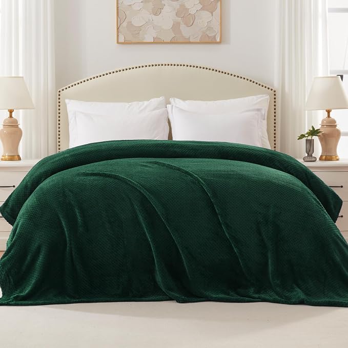 Exclusivo Mezcla Soft Waffle Fleece Bed Blanket Queen Size, Cozy Flannel - Image 3