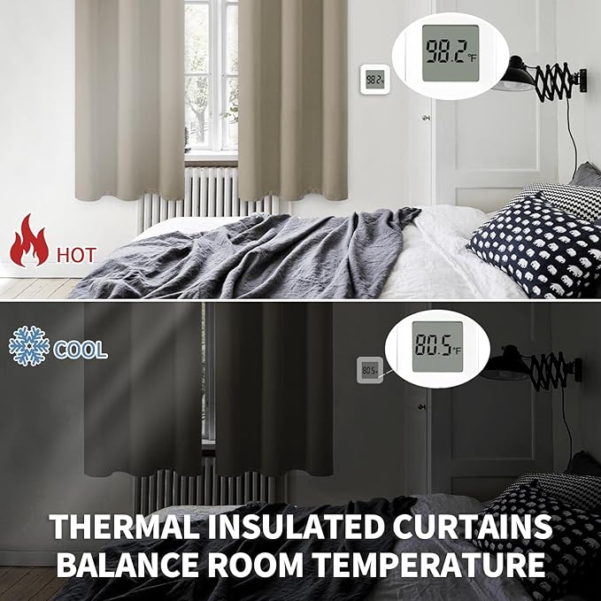 BGment Room Darkening Curtains 84 Inches Long - Grommet Thermal Insulated Drapes Window Treatment Curtains for Bedroom, 2 Panels, 52 x 84 Inch, Cocoa