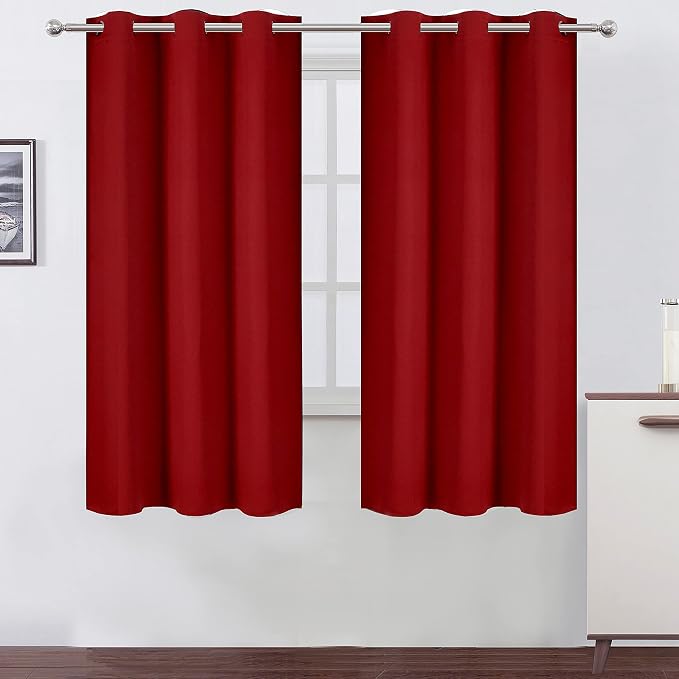 Red Blackout Curtains 34 x 63 Inch Length/Set of 2 Curtain Panels/Thermal by Lemomo
