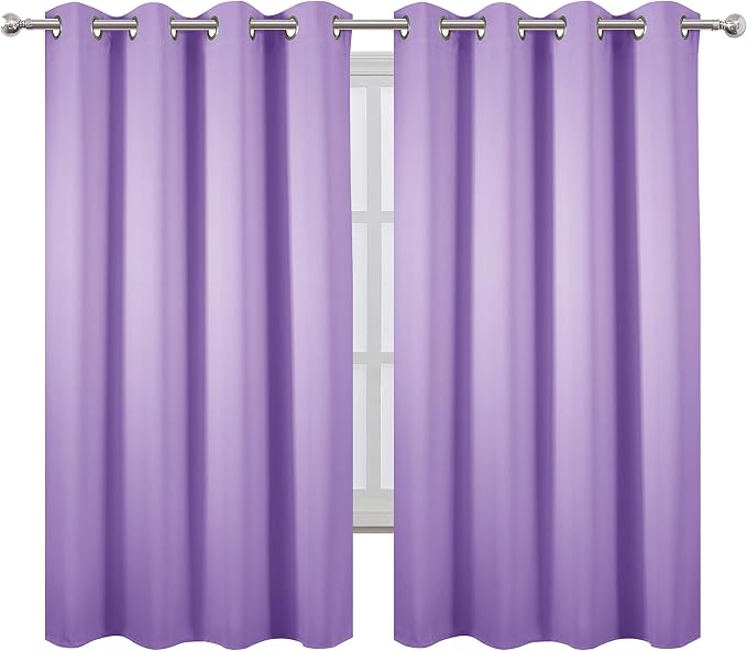 Lavender Blackout Curtains 52 x 63 Inch Length/Set of 2 Curtain Panels/Thermal - Image 2