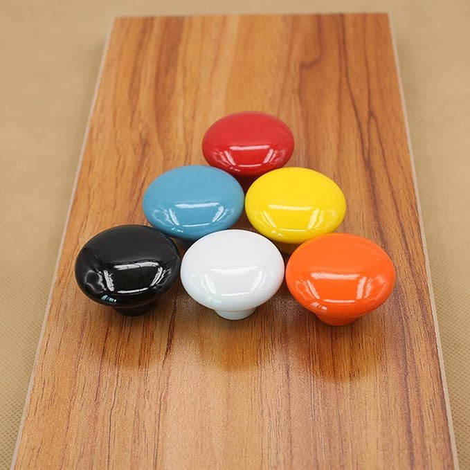 HUAMULAN 15PCS Orange Glossy Ceramic Knobs Button Round Mushroom Cabinet Dresser Vintage Pulls Door Handles Cupboard Wardrobe Drawer, Dia. 1.5 inch 38mm