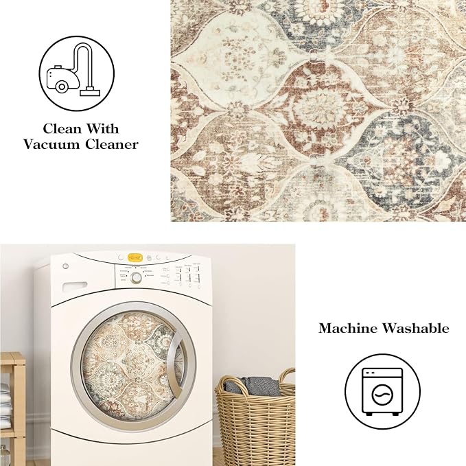 Lahome Moroccan Trellis Entryway Rug, 2x3 Kitchen Rugs Non Slip Washable - Image 4