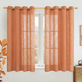 Semi Sheer Linen Curtains 45 Inches Long, Bronze Grommet Light Filtering Panels by LAMIT