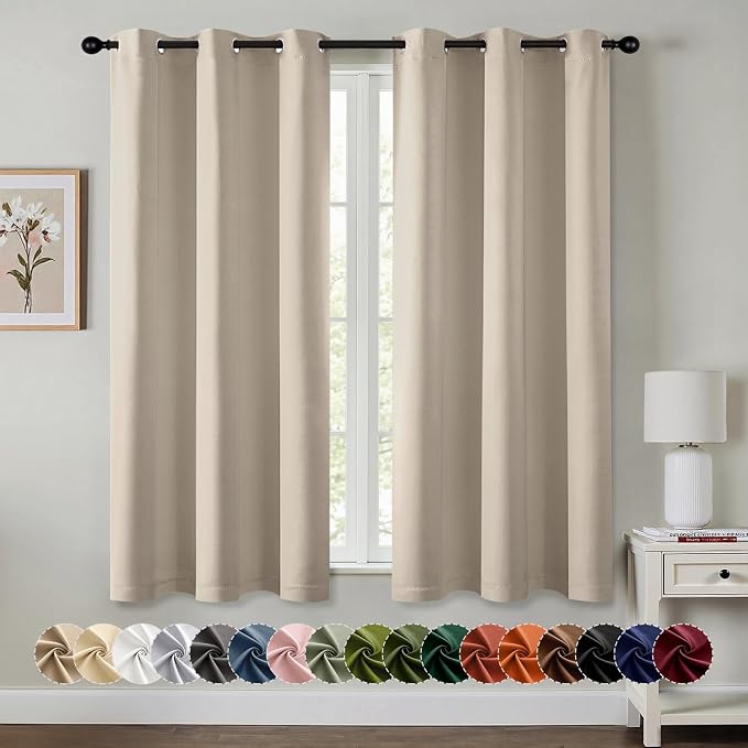 MIULEE Blackout Curtains for Bedroom 2 Panels 40 x 54 Inch Long Light Beige | by MIULEE