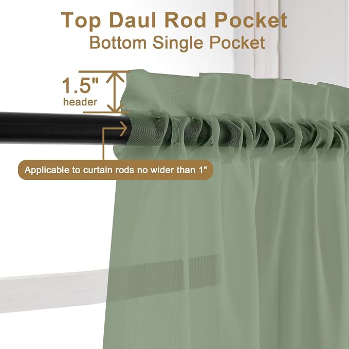 Chyhomenyc Sage Green Sheer Valance - Image 7