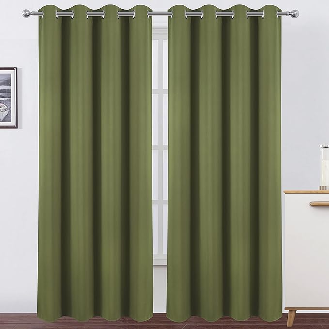 Blackout Curtains 66 x 95 inch/Olive Green Curtains Set of 2 Panels/Thermal by Lemomo