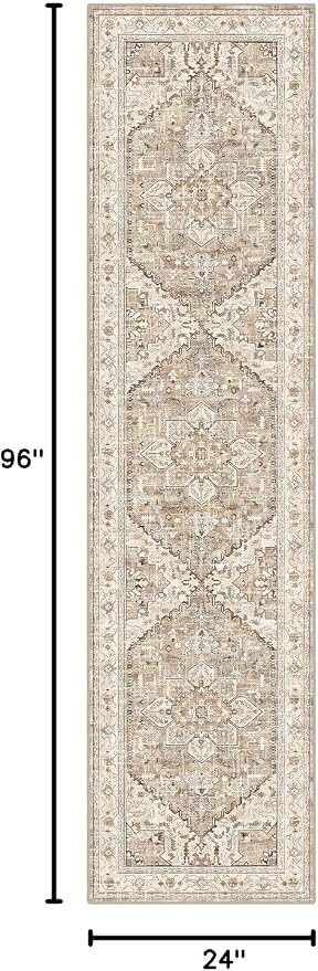 Yamaziot Washable Runner Rug, 2x8 Non-Slip Boho Vintage Hallway Kitchen Rug | - Image 2