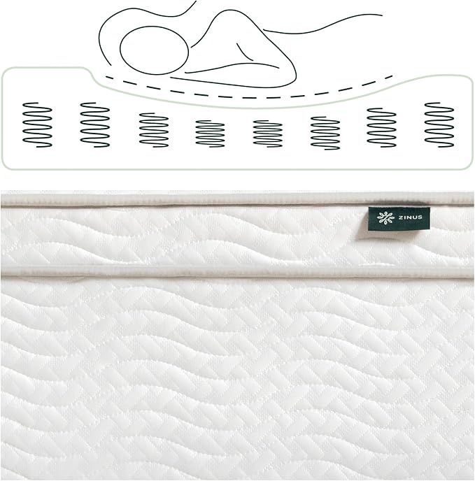 ZINUS 12 Inch Foam and Spring Hybrid Mattress [New Version], Queen, Fiberglass Free, Medium Firmness, Durable Support, Certified Safe Foams & Fabric, Mattress in A Box