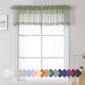 Sage Green Short Sheer Curtains 14 Inch Length 2 PCS, Cafe Kithen Curtains by Lecloud