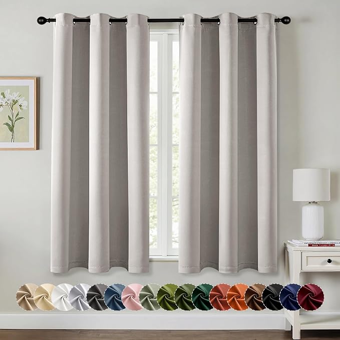 MIULEE Blackout Curtains for Bedroom 2 Panels 40 x 45 Inch Long Cobblestone | by MIULEE